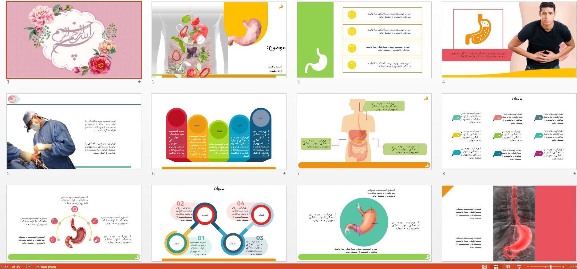 جدیدترین و زیباترین قالب پاورپوینت حرفه ای معده